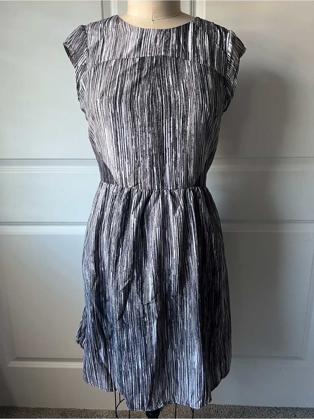 New Mossimo Supply Co. Black & White Striped Cap-Sleeve Mini Dress